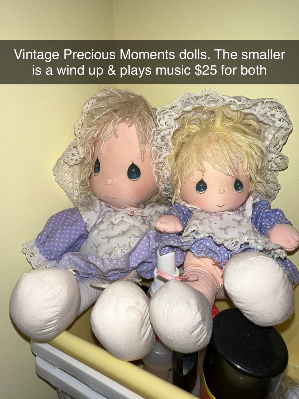 Precious Moments Purple & Cream Rag Dolls Set